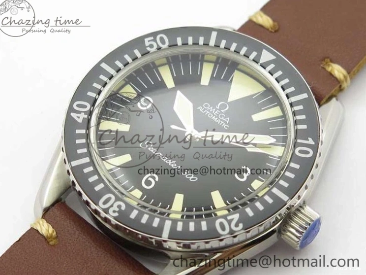 0117 Vintage Seamaster 300 No Date SS B12 Black Dial On Brown Leather Strap A2836 (Free Nylon Strap) Comfortable 7912